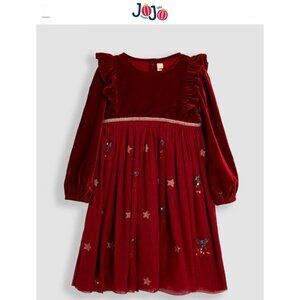 JoJo maman bebe Christmas 🎄Red Cherry Sequin Party Dress Girls 18-24months -NEW